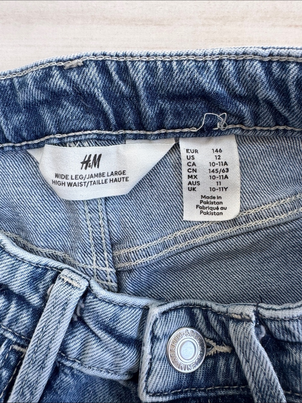 H&M Light Blue Kids Wide Leg Jeans